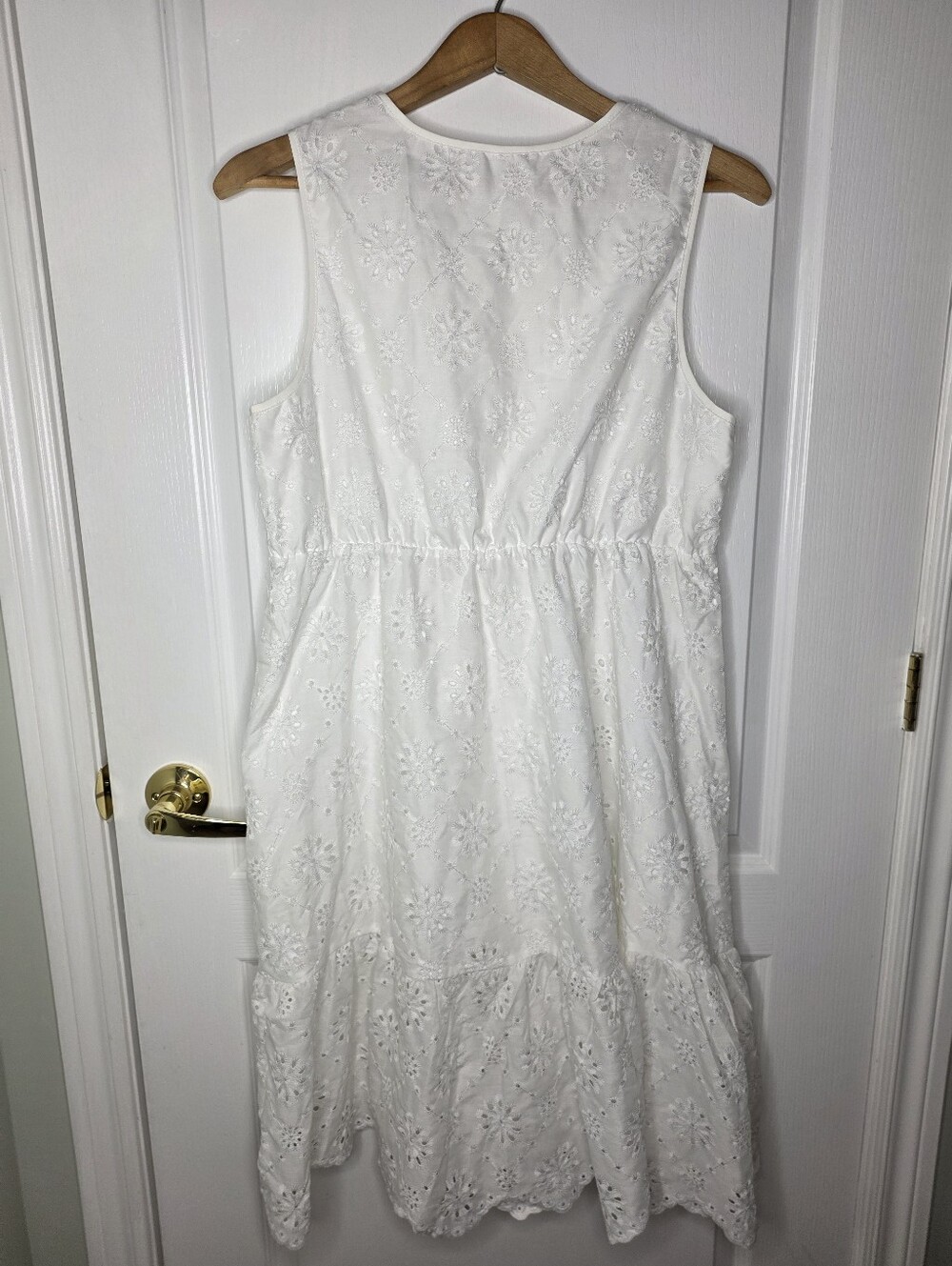 White Eyelet Sleeveless Midi Dress SZ XL